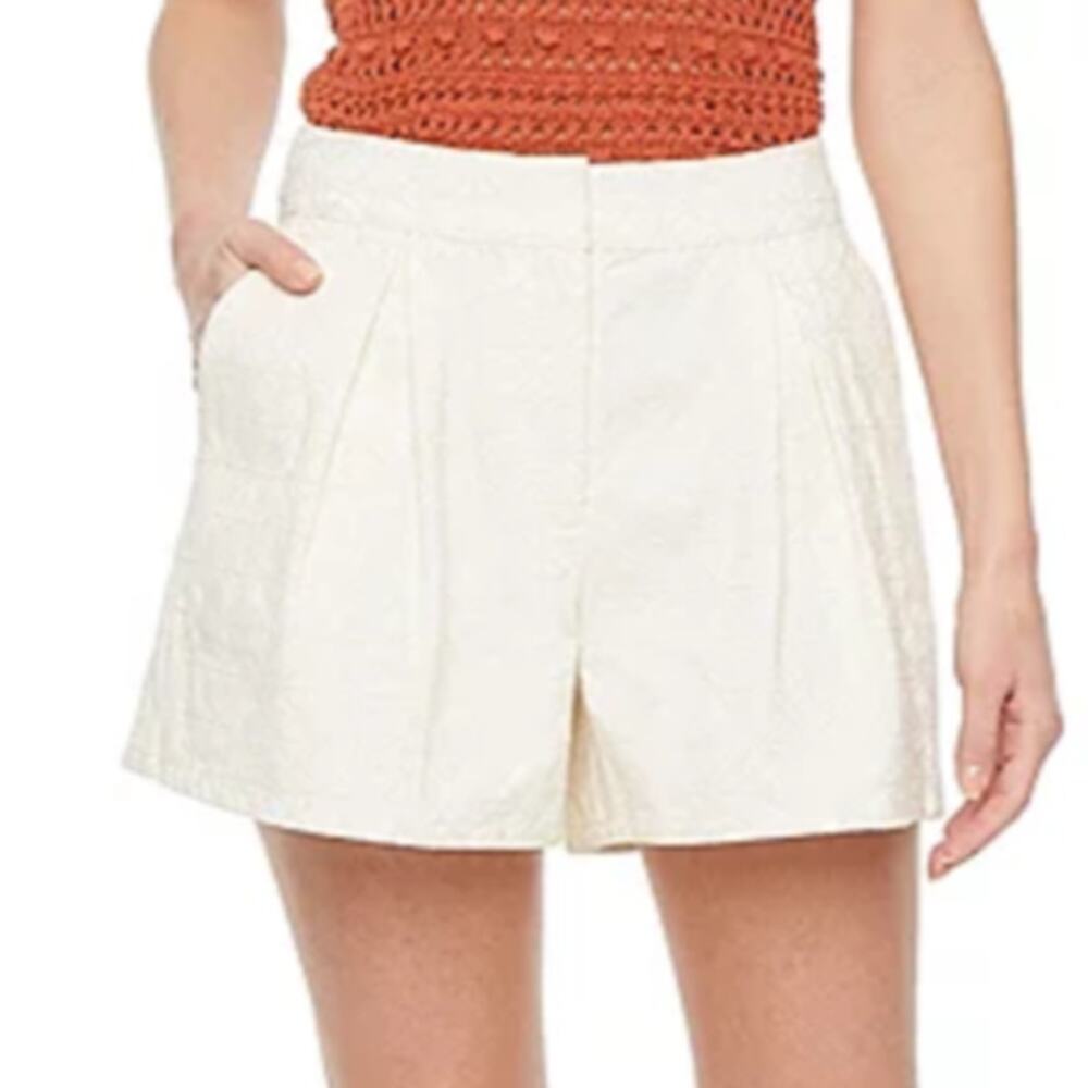 High Waist Cream Women's Shorts - Classic Tailored Style
